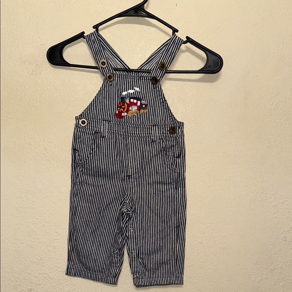 Cre8tions Kids Overalls with Train Embroidery